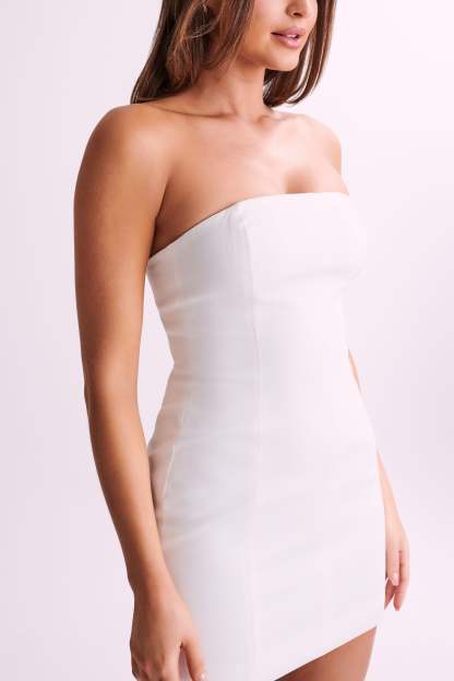 Maci Crepe Mini Dress - White-My Chic Way.All Rights Reserved