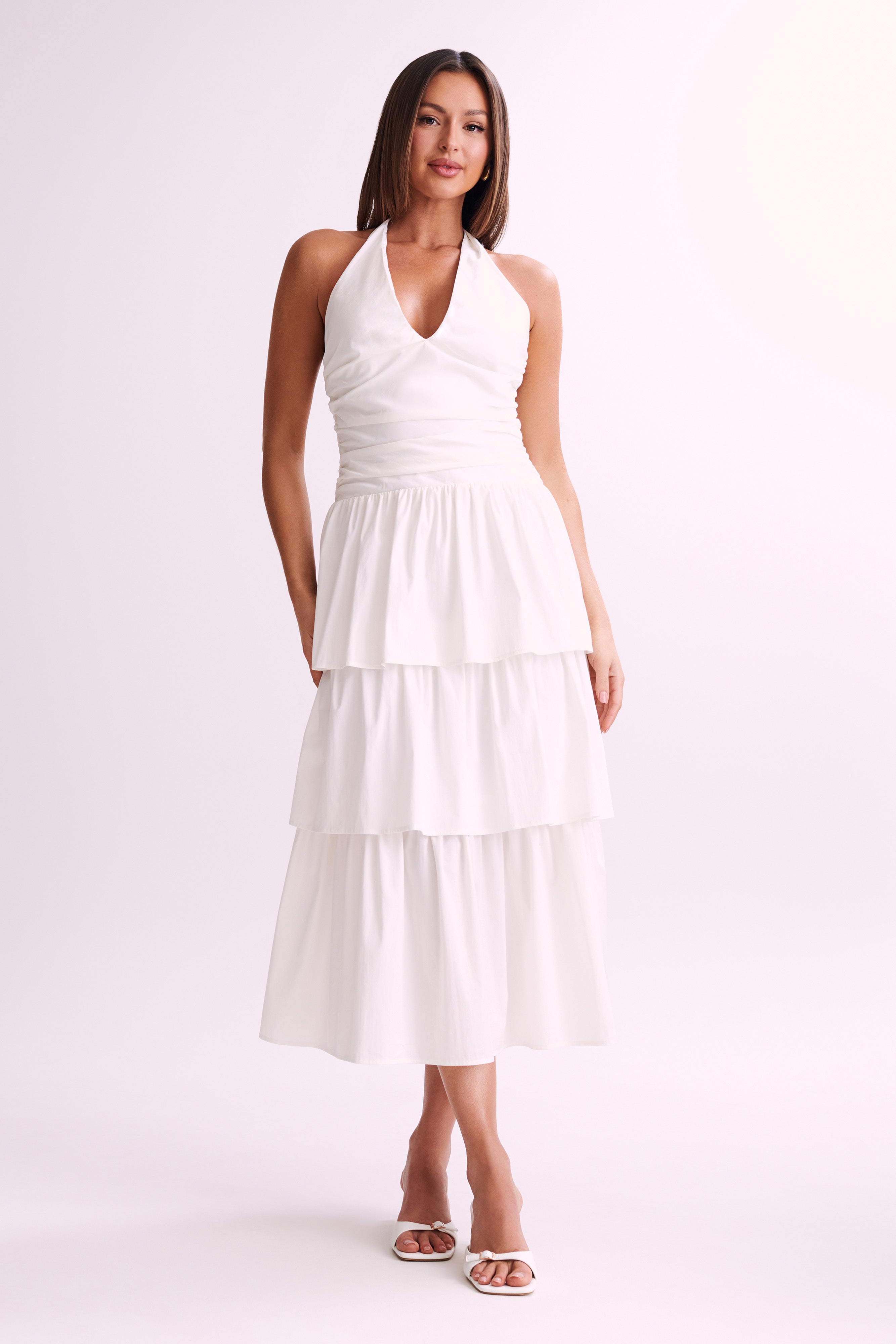 Belinda Tiered Maxi Dress - White-My Chic Way.All Rights Reserved