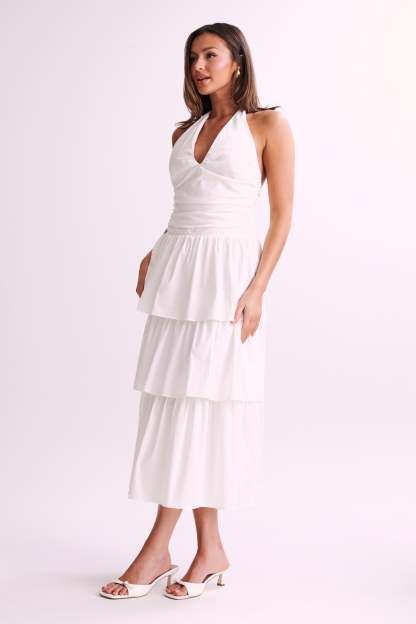 Belinda Tiered Maxi Dress - White-My Chic Way.All Rights Reserved