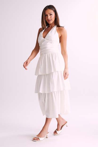 Belinda Tiered Maxi Dress - White-My Chic Way.All Rights Reserved