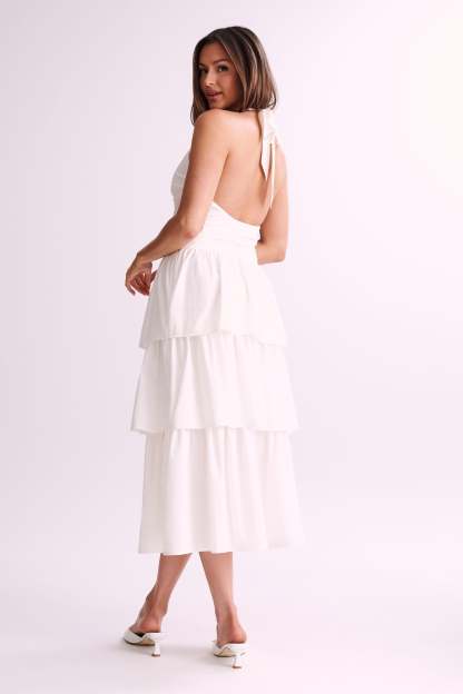 Belinda Tiered Maxi Dress - White-My Chic Way.All Rights Reserved