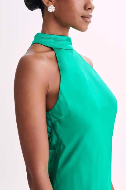 Claire Shiny A Line Mini Dress - Green-My Chic Way.All Rights Reserved