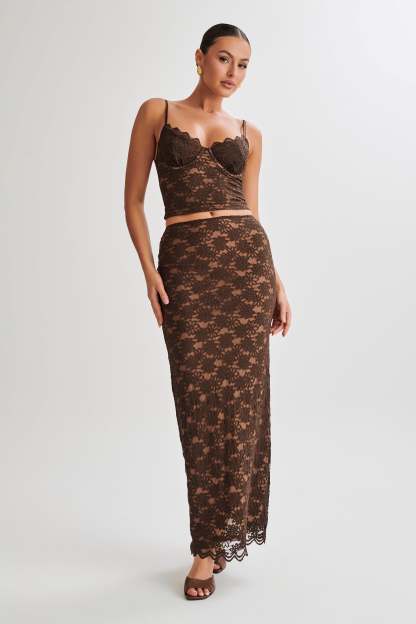 Joey Lace Corset Top - Chocolate-My Chic Way.All Rights Reserved