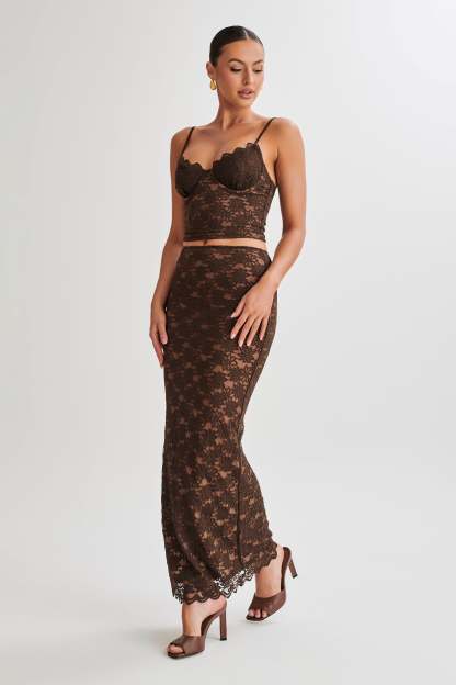 Joey Lace Corset Top - Chocolate-My Chic Way.All Rights Reserved