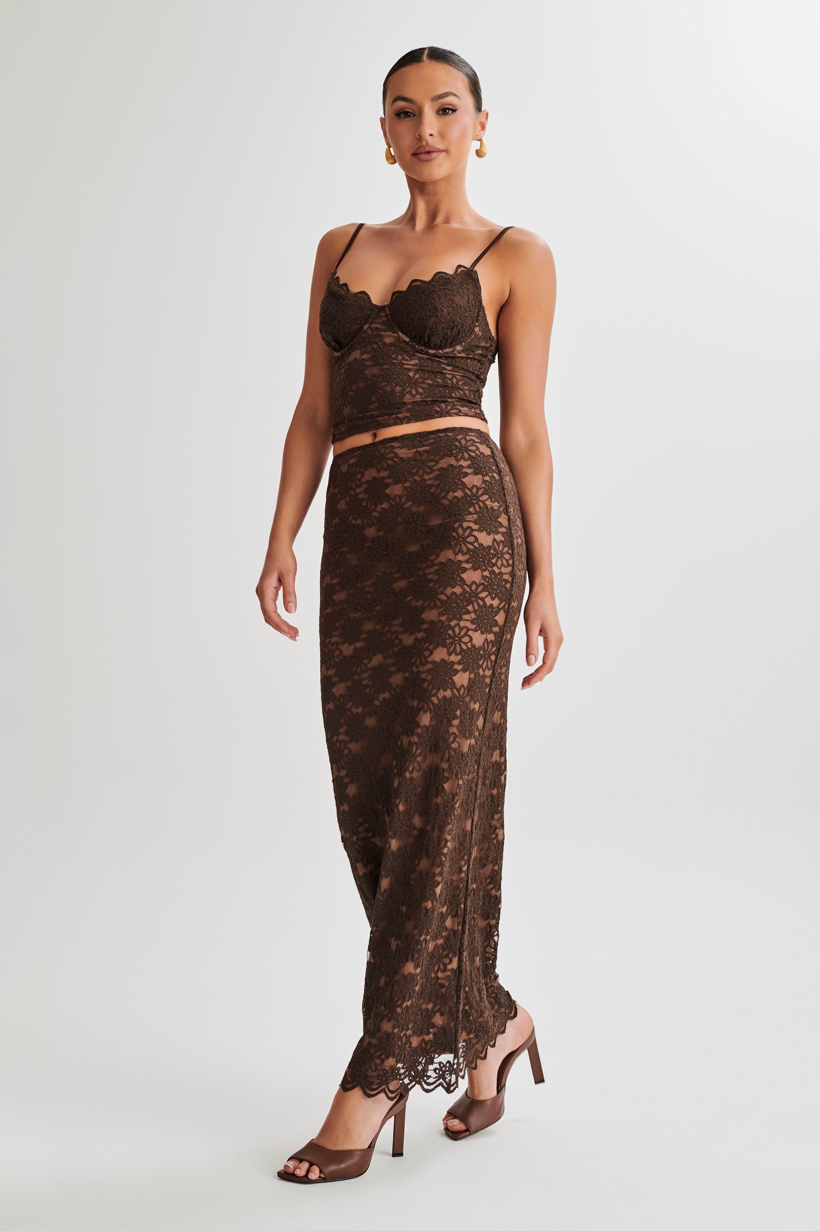 Joey Lace Corset Top - Chocolate-My Chic Way.All Rights Reserved
