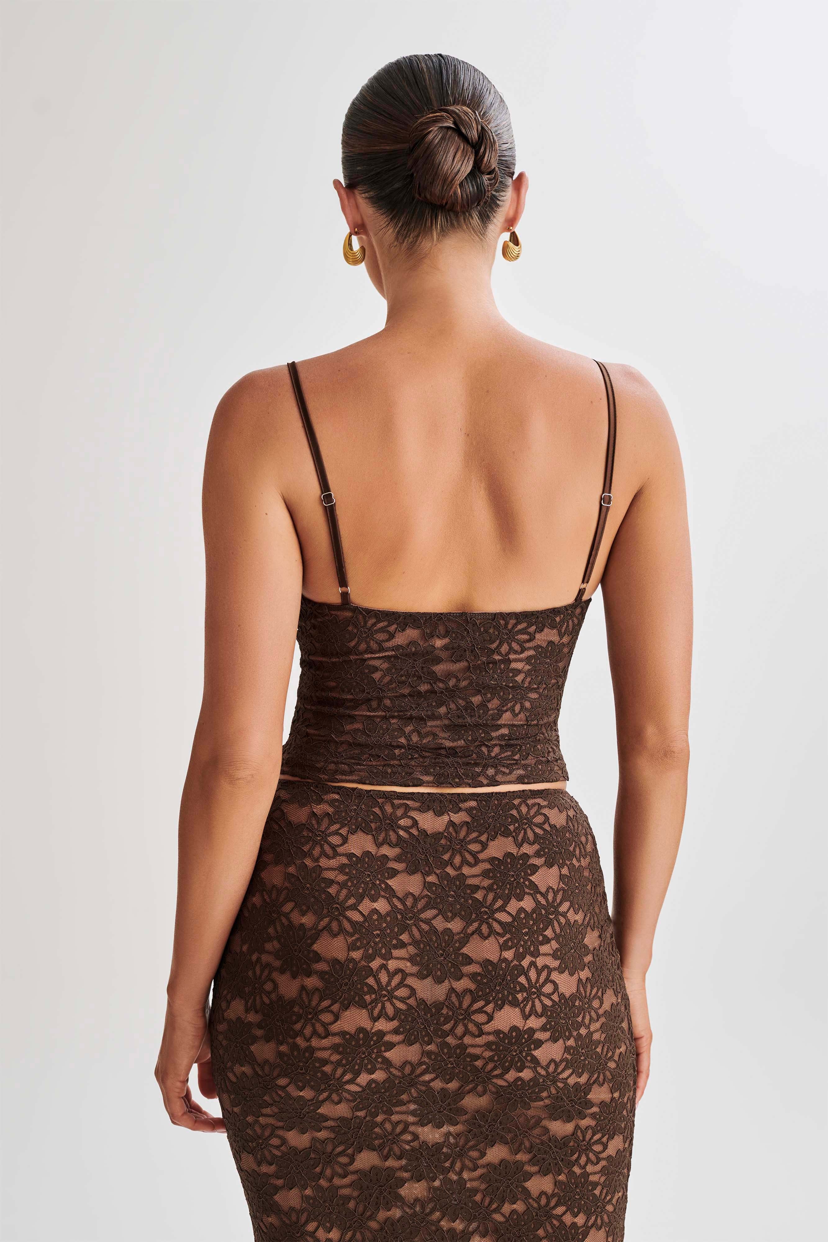 Joey Lace Corset Top - Chocolate-My Chic Way.All Rights Reserved