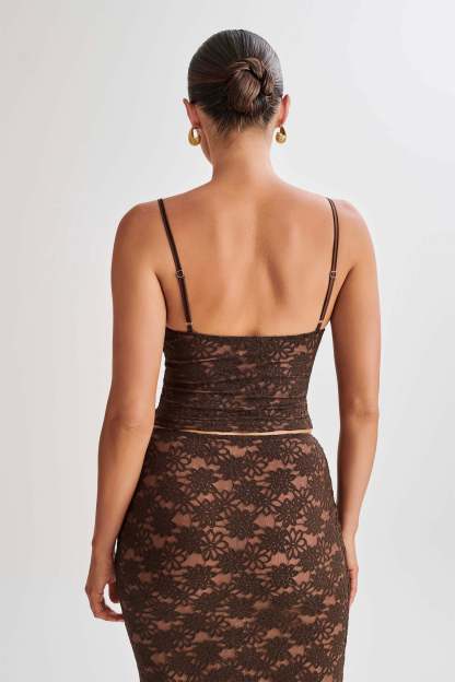 Joey Lace Corset Top - Chocolate-My Chic Way.All Rights Reserved