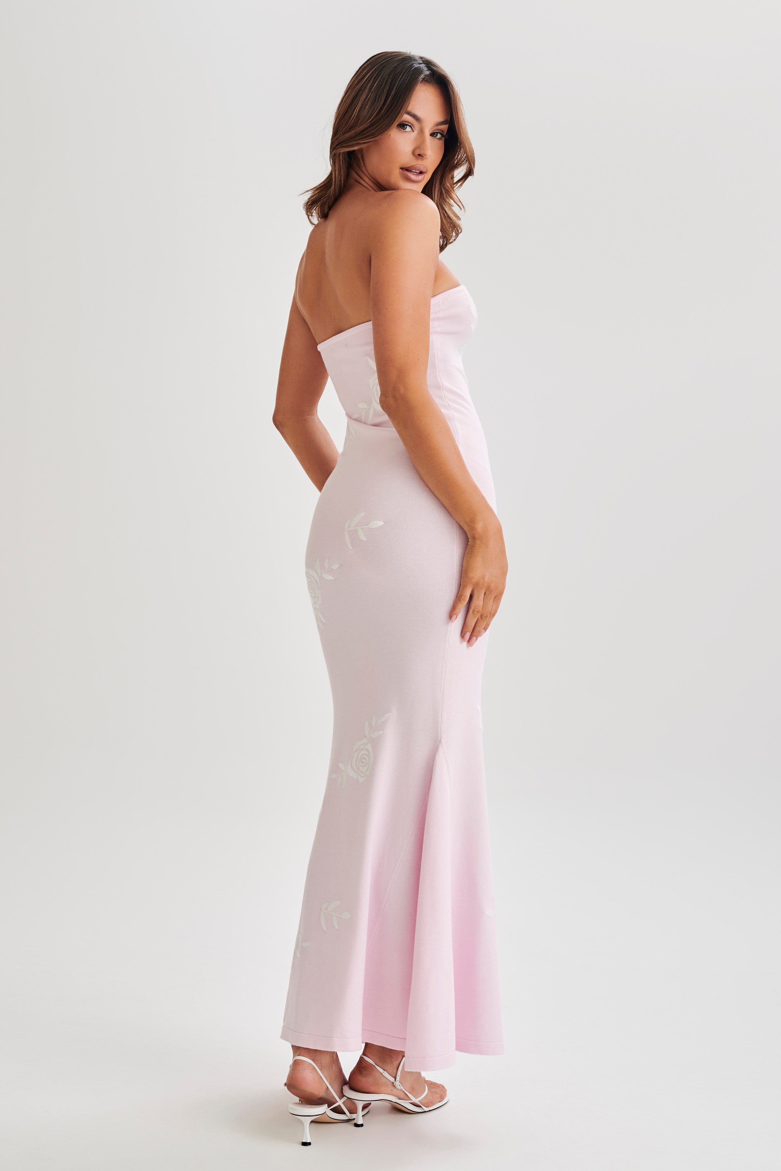 Lorelai Strapless Rose Knit Maxi Dress - Fairy Floss Pink-My Chic Way.All Rights Reserved