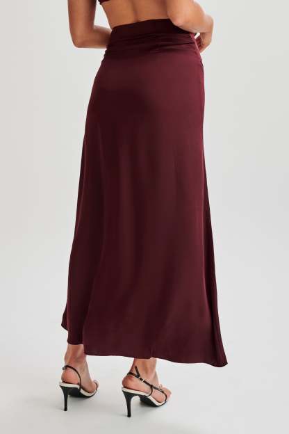 Luella Satin Lace Maxi Skirt - Plum-My Chic Way.All Rights Reserved