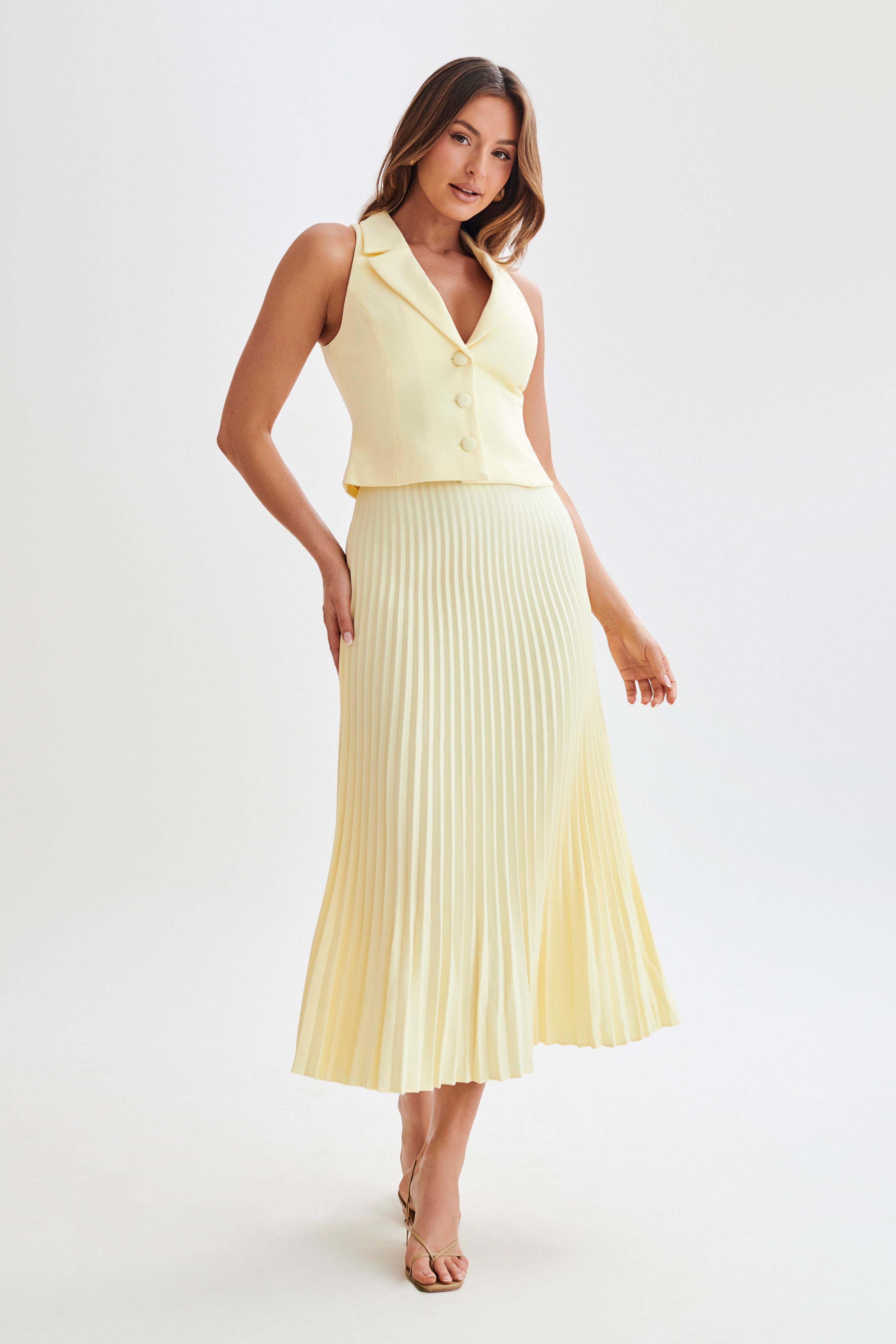 Mura Suiting Vest - Lemon-My Chic Way.All Rights Reserved