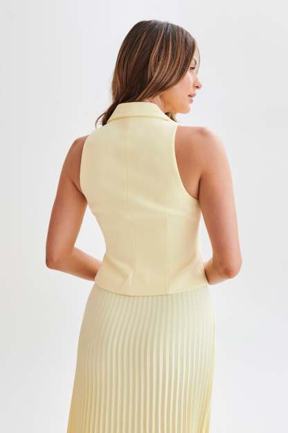Mura Suiting Vest - Lemon-My Chic Way.All Rights Reserved