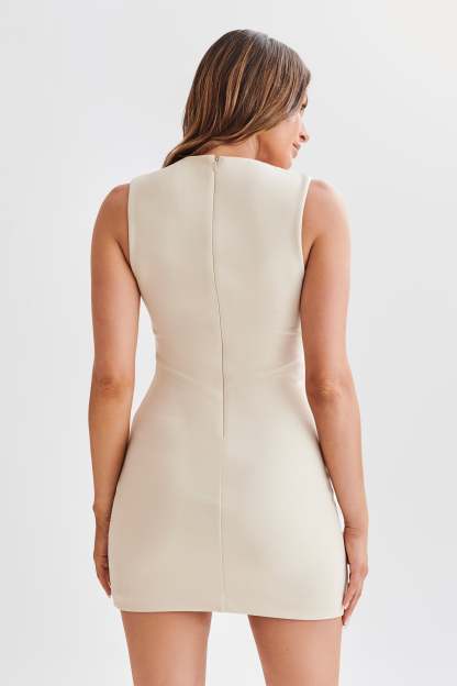 Frida Crepe Mini Dress - Ivory-My Chic Way.All Rights Reserved