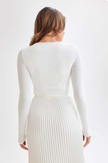 Abigail Long Sleeve Modal Top - White-My Chic Way.All Rights Reserved
