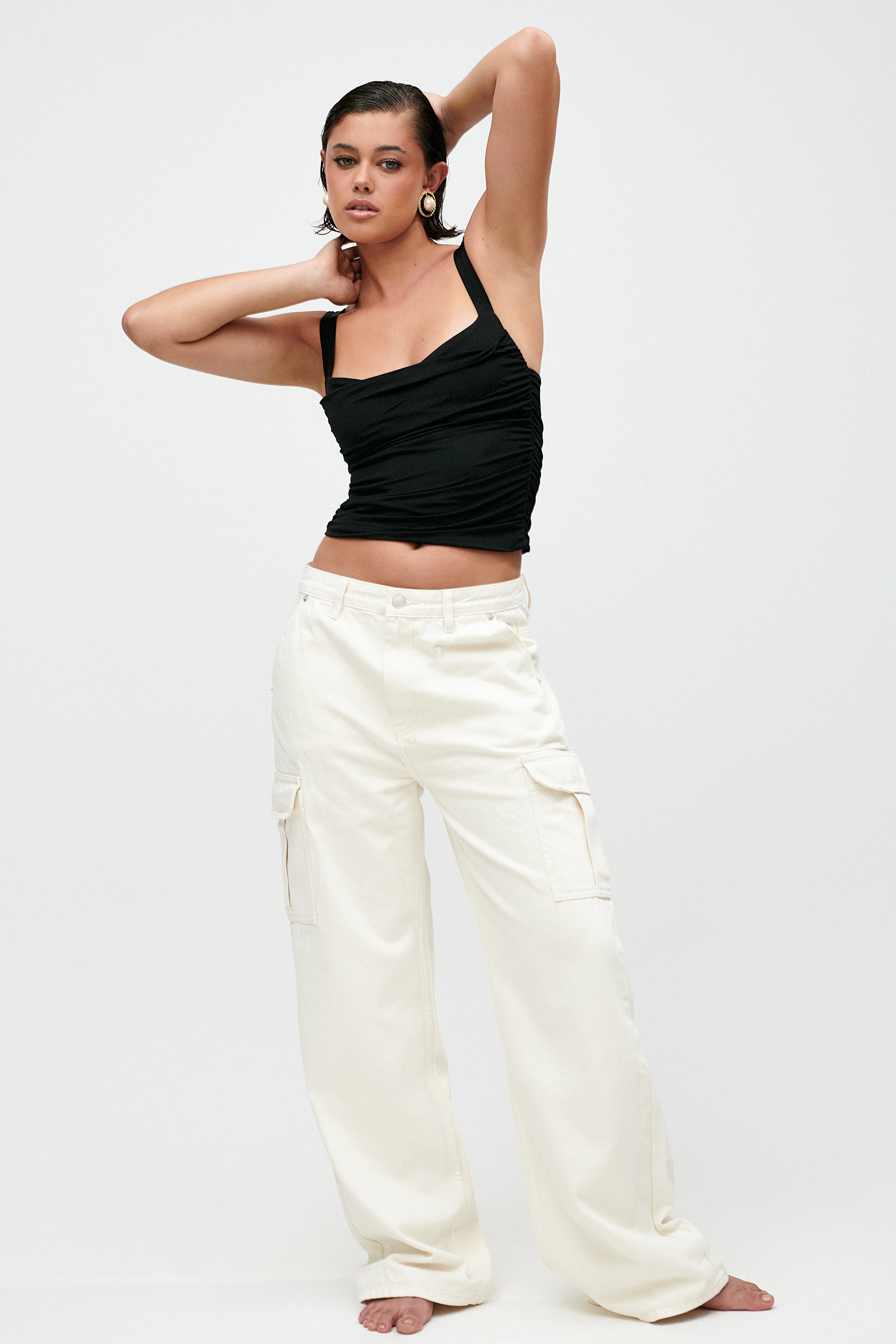 Jagger Mid Rise Oversized Denim Jean - Ecru-My Chic Way.All Rights Reserved