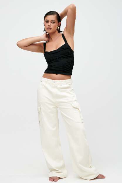 Jagger Mid Rise Oversized Denim Jean - Ecru-My Chic Way.All Rights Reserved