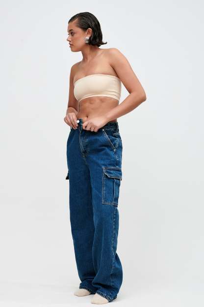 Jagger Mid Rise Oversized Denim Jean - Dark Blue-My Chic Way.All Rights Reserved