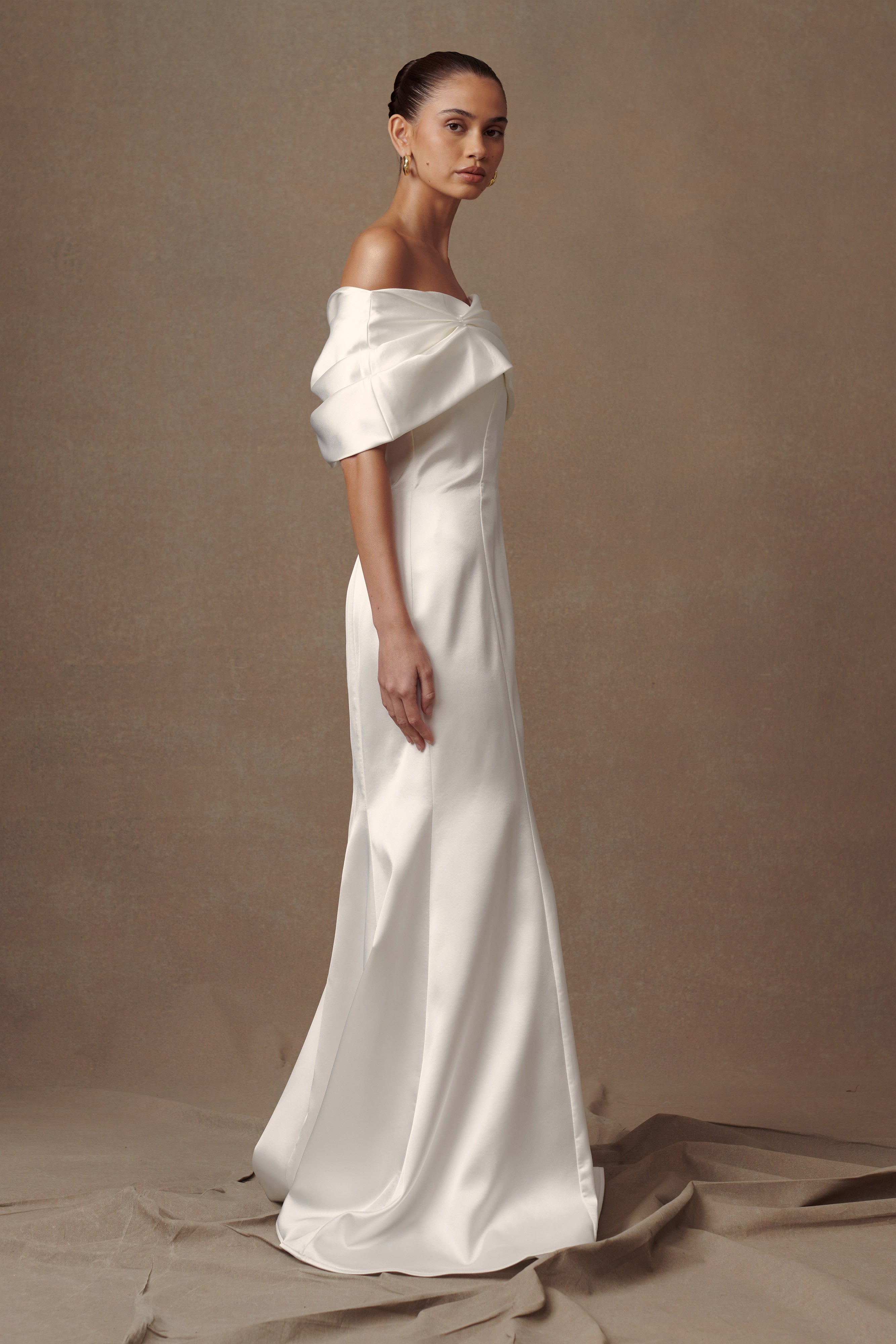 Saosire Satin Wedding Gown - White-My Chic Way.All Rights Reserved