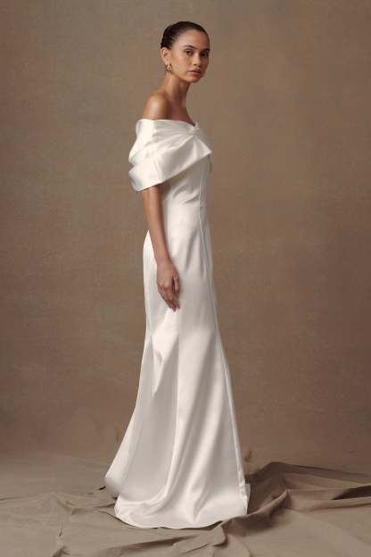 Saosire Satin Wedding Gown - White-My Chic Way.All Rights Reserved