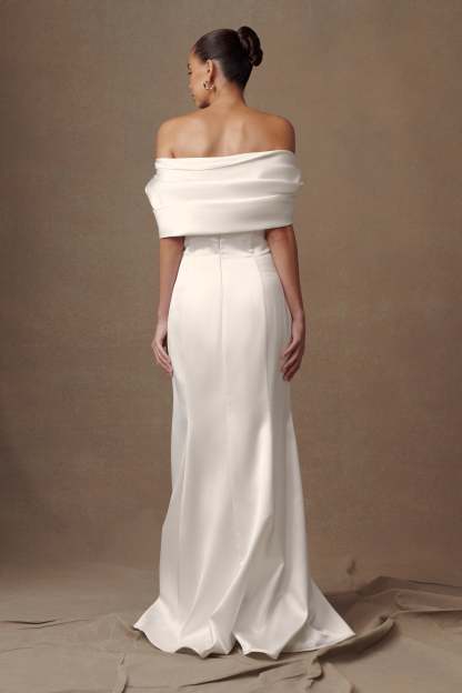 Saosire Satin Wedding Gown - White-My Chic Way.All Rights Reserved
