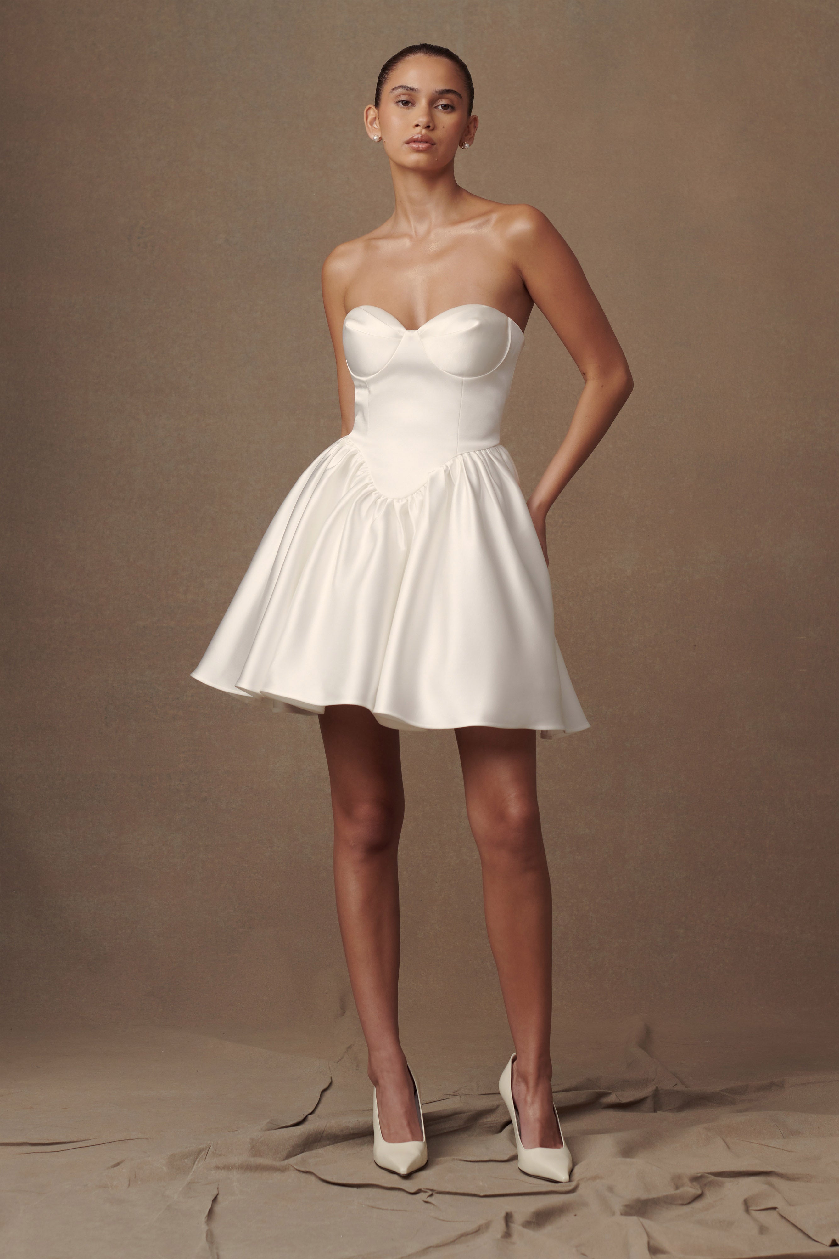 Hollie Structured Corset Mini Dress - White-My Chic Way.All Rights Reserved