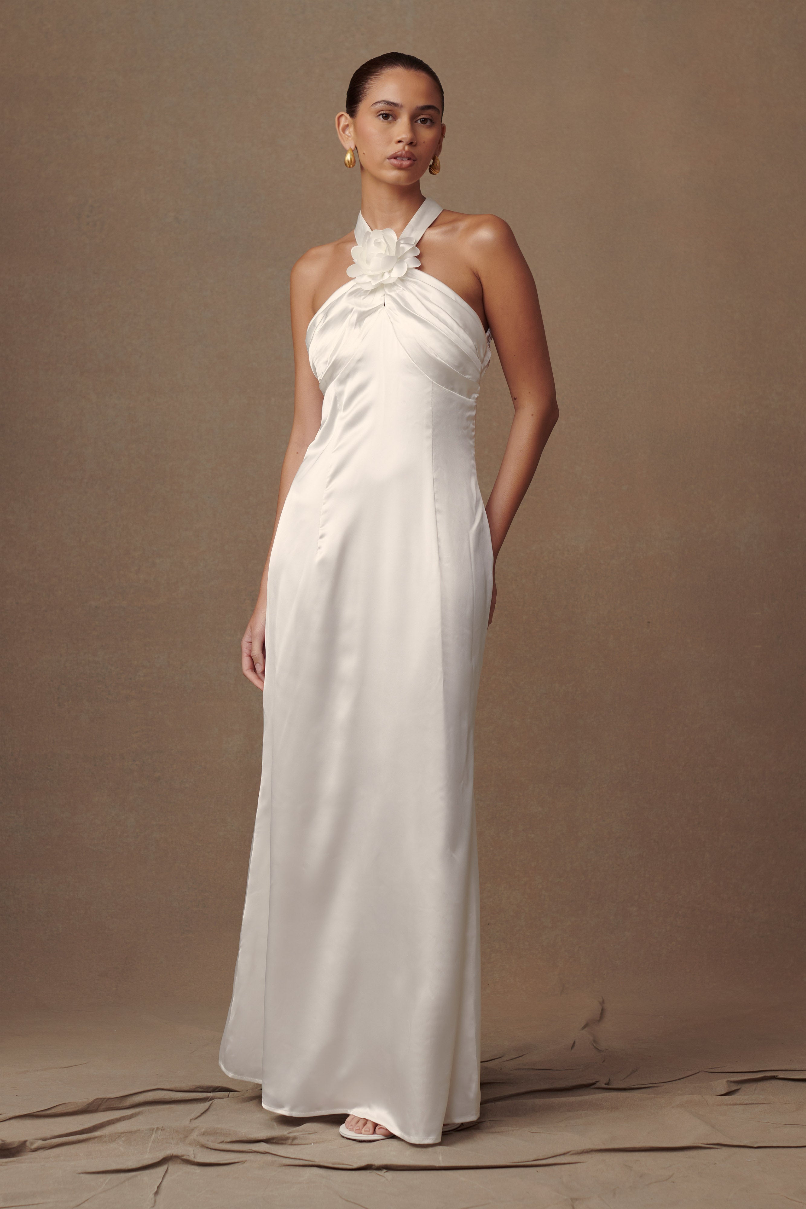 Dylan Rose Halter Maxi Dress - White-My Chic Way.All Rights Reserved