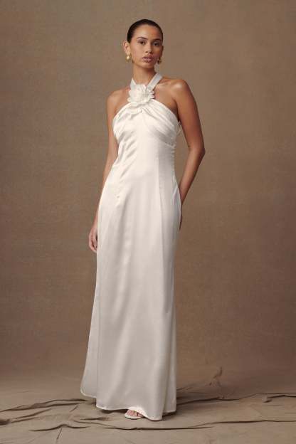 Dylan Rose Halter Maxi Dress - White-My Chic Way.All Rights Reserved