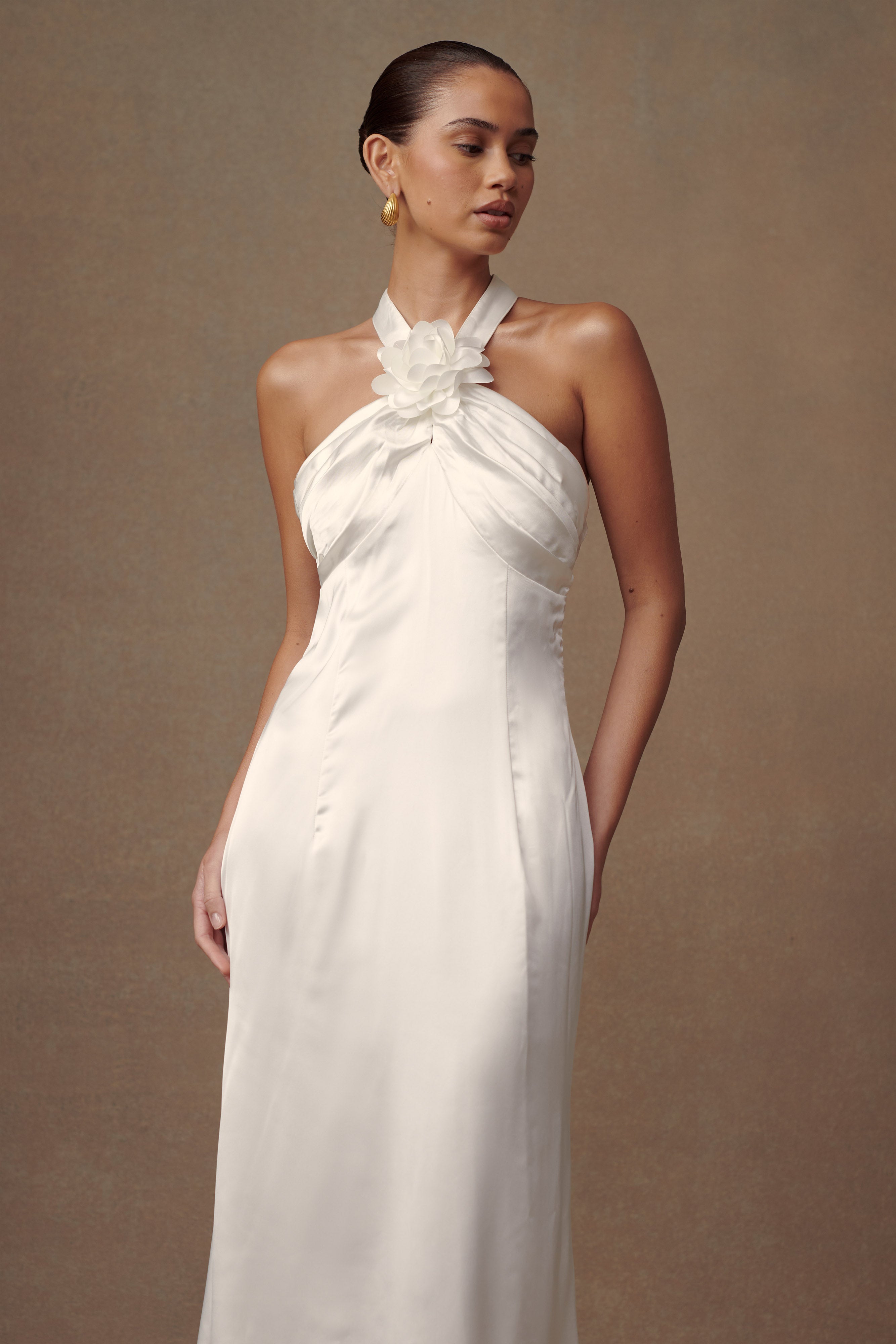 Dylan Rose Halter Maxi Dress - White-My Chic Way.All Rights Reserved