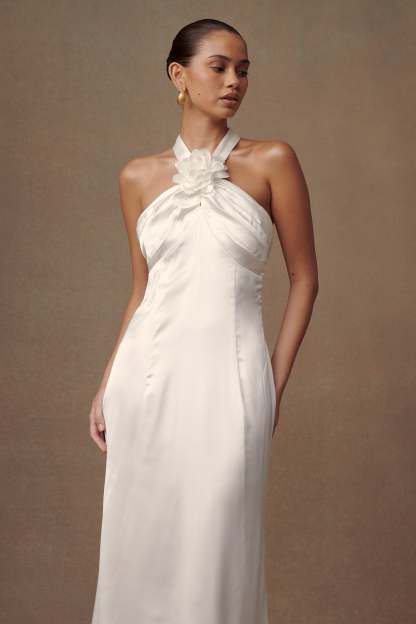Dylan Rose Halter Maxi Dress - White-My Chic Way.All Rights Reserved