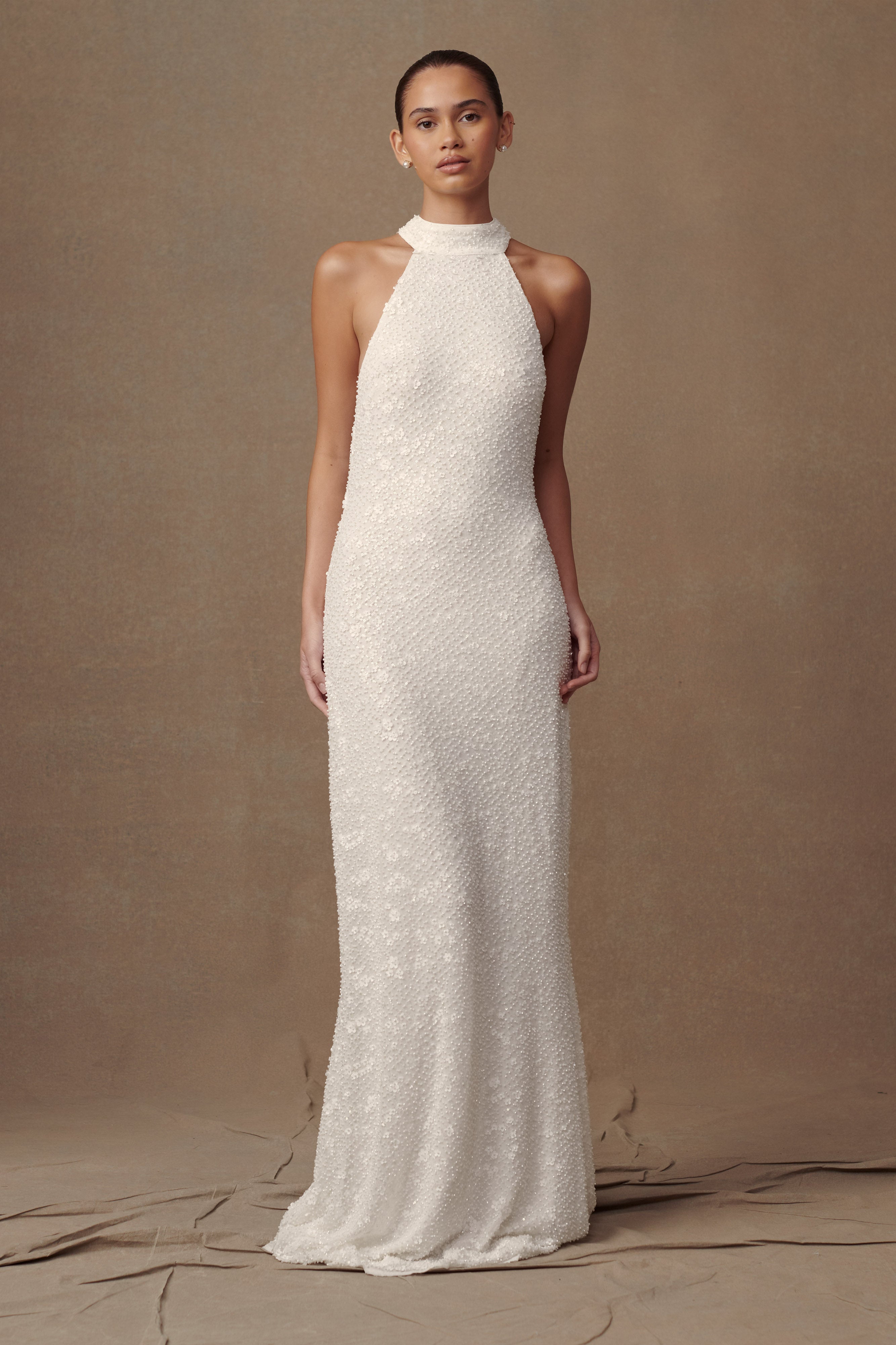 Emery Lace Halter Maxi Dress - White-My Chic Way.All Rights Reserved