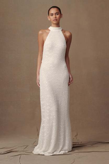 Emery Lace Halter Maxi Dress - White-My Chic Way.All Rights Reserved