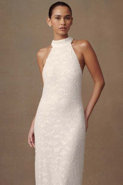 Emery Lace Halter Maxi Dress - White-My Chic Way.All Rights Reserved