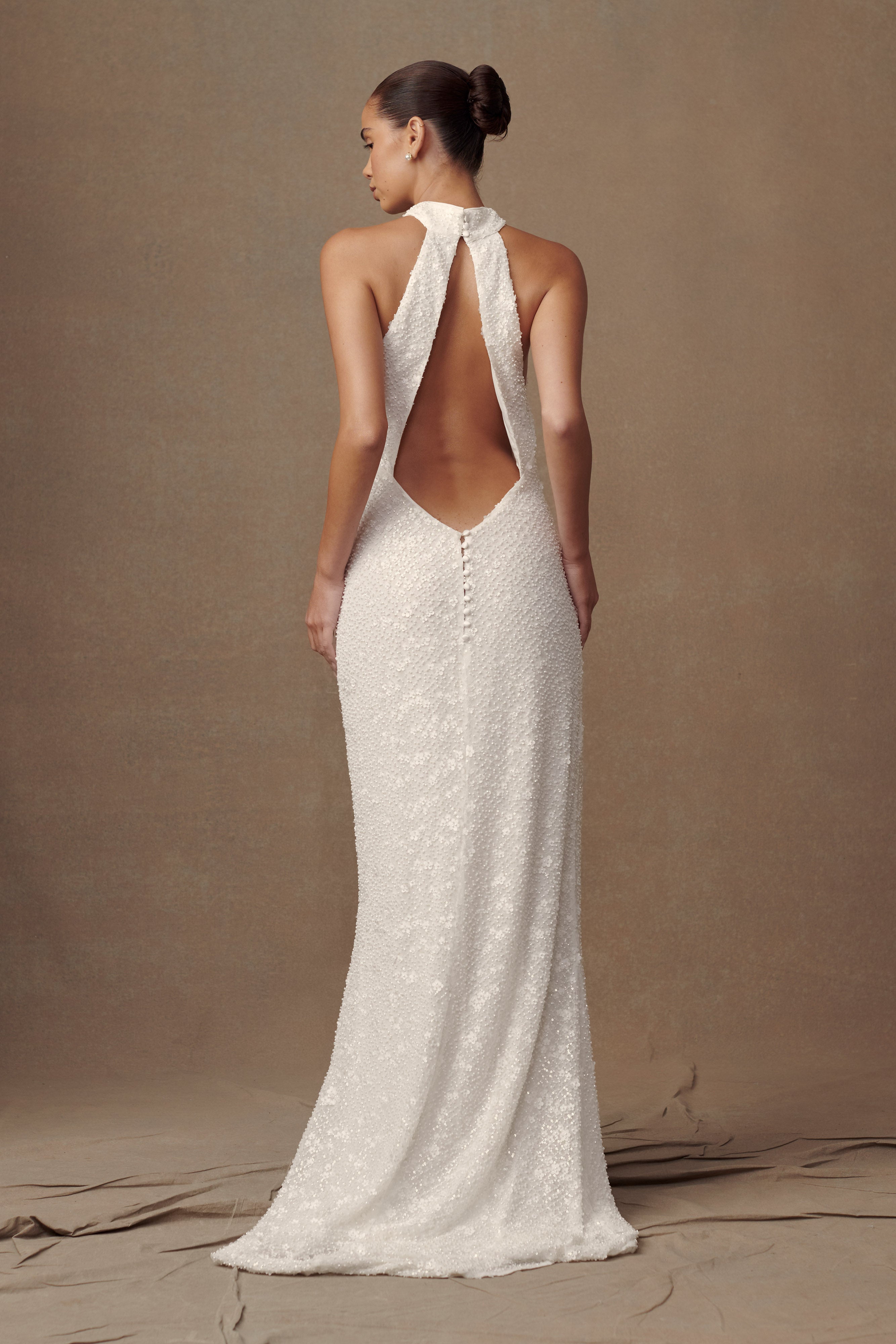 Emery Lace Halter Maxi Dress - White-My Chic Way.All Rights Reserved