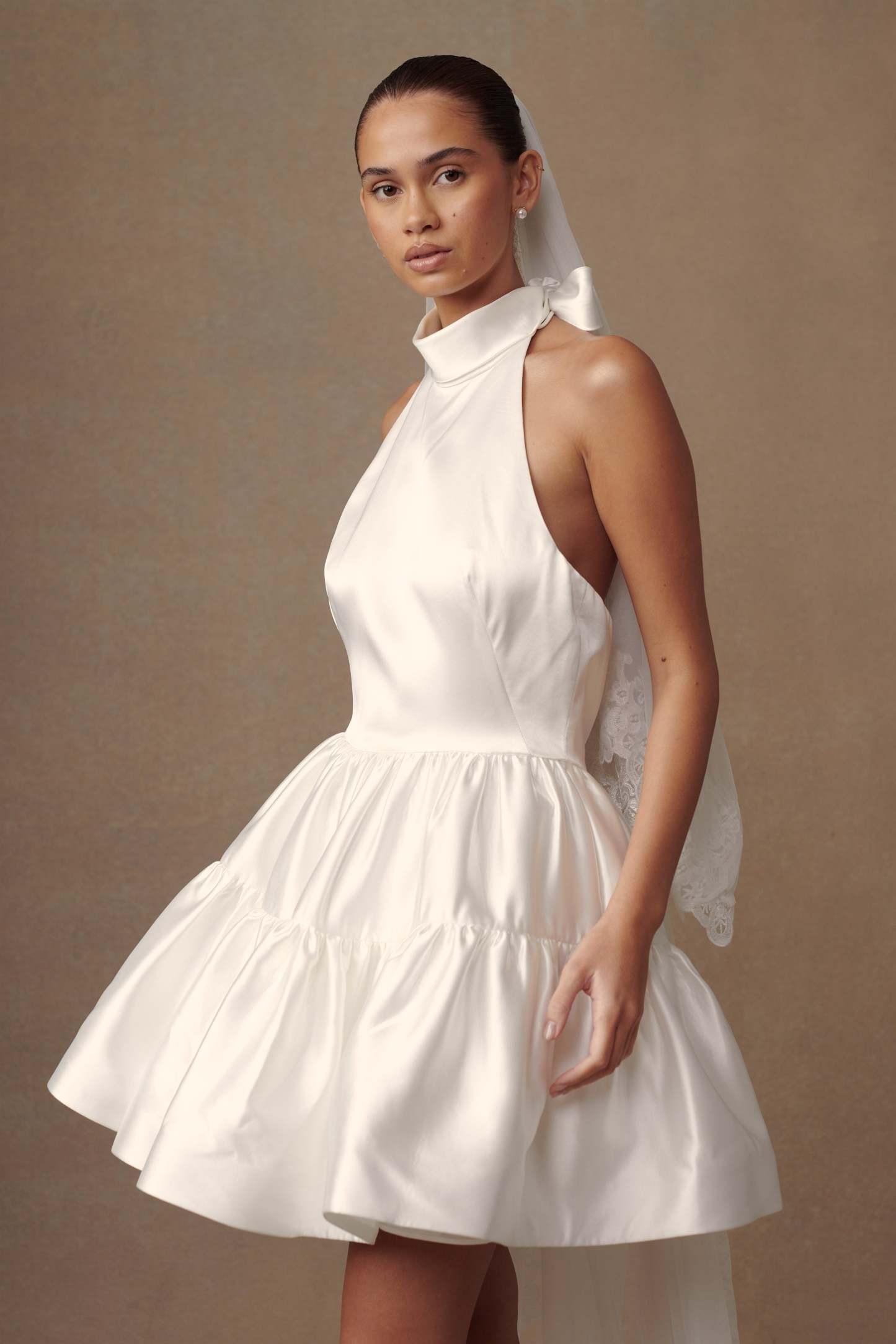 Dorota Satin Halter Mini Dress - White-My Chic Way.All Rights Reserved