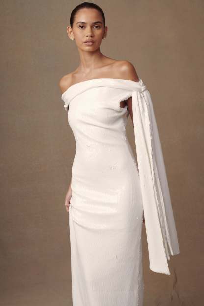 Catarina Sequin Maxi Dress - White-My Chic Way.All Rights Reserved