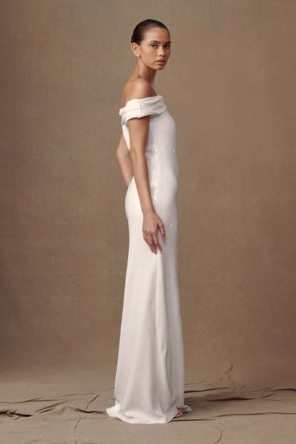 Catarina Sequin Maxi Dress - White-My Chic Way.All Rights Reserved