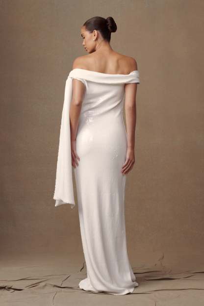 Catarina Sequin Maxi Dress - White-My Chic Way.All Rights Reserved