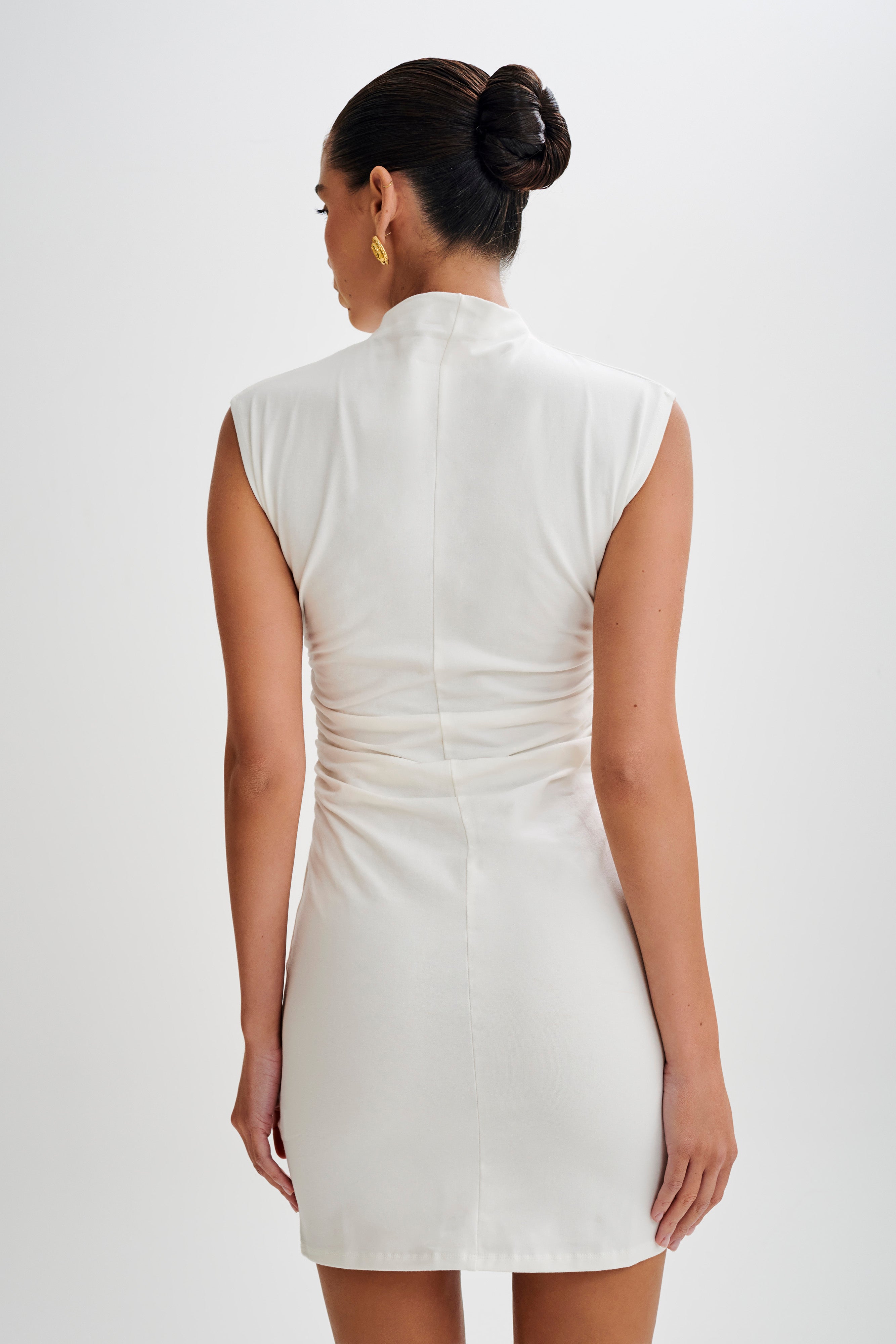 Melania High Neck Mini Dress - White-My Chic Way.All Rights Reserved