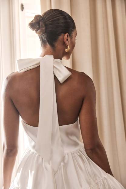 Dorota Satin Halter Mini Dress - White-My Chic Way.All Rights Reserved
