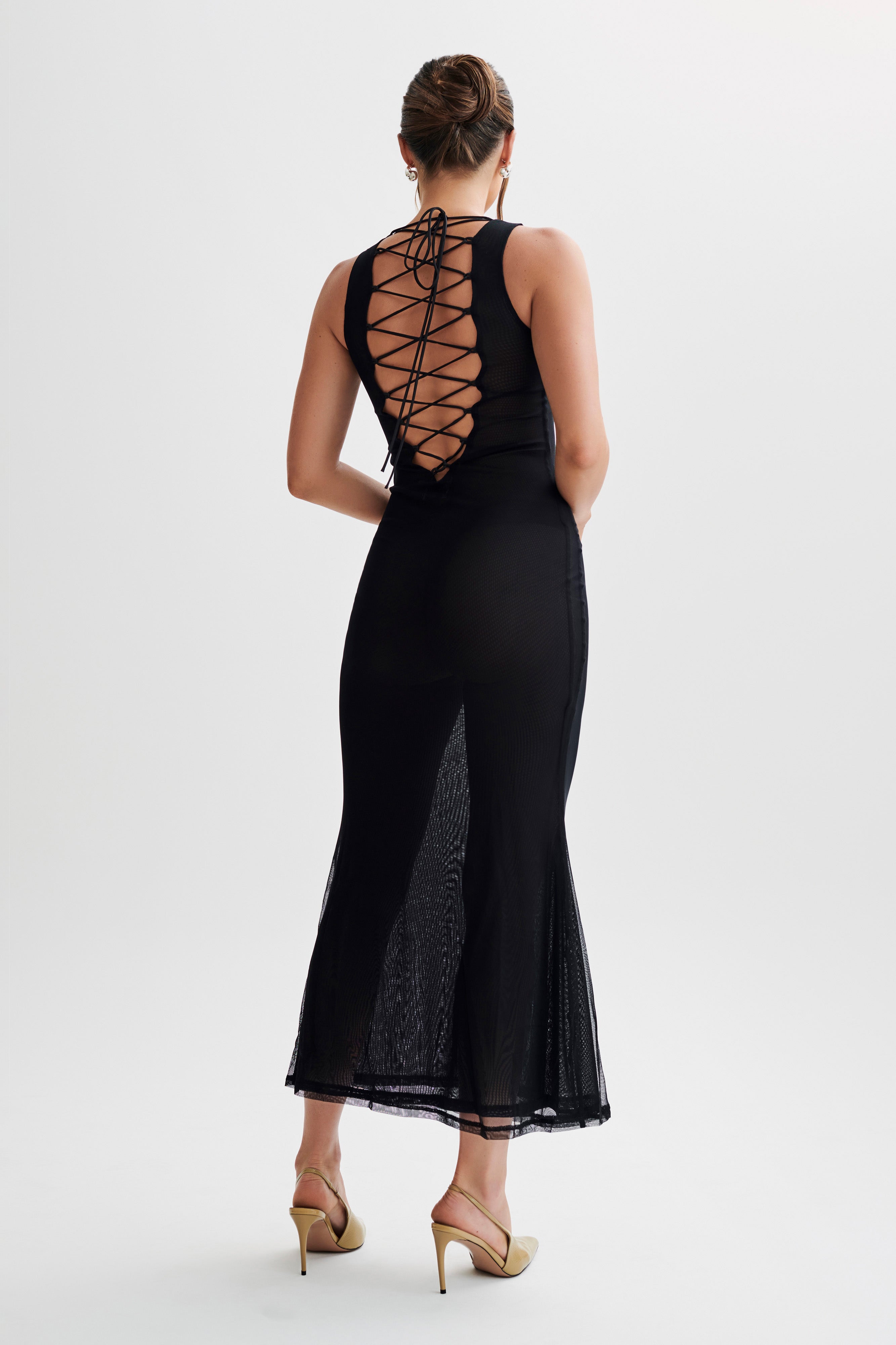 Maeva Embroidered Mesh Maxi Dress - Black-My Chic Way.All Rights Reserved