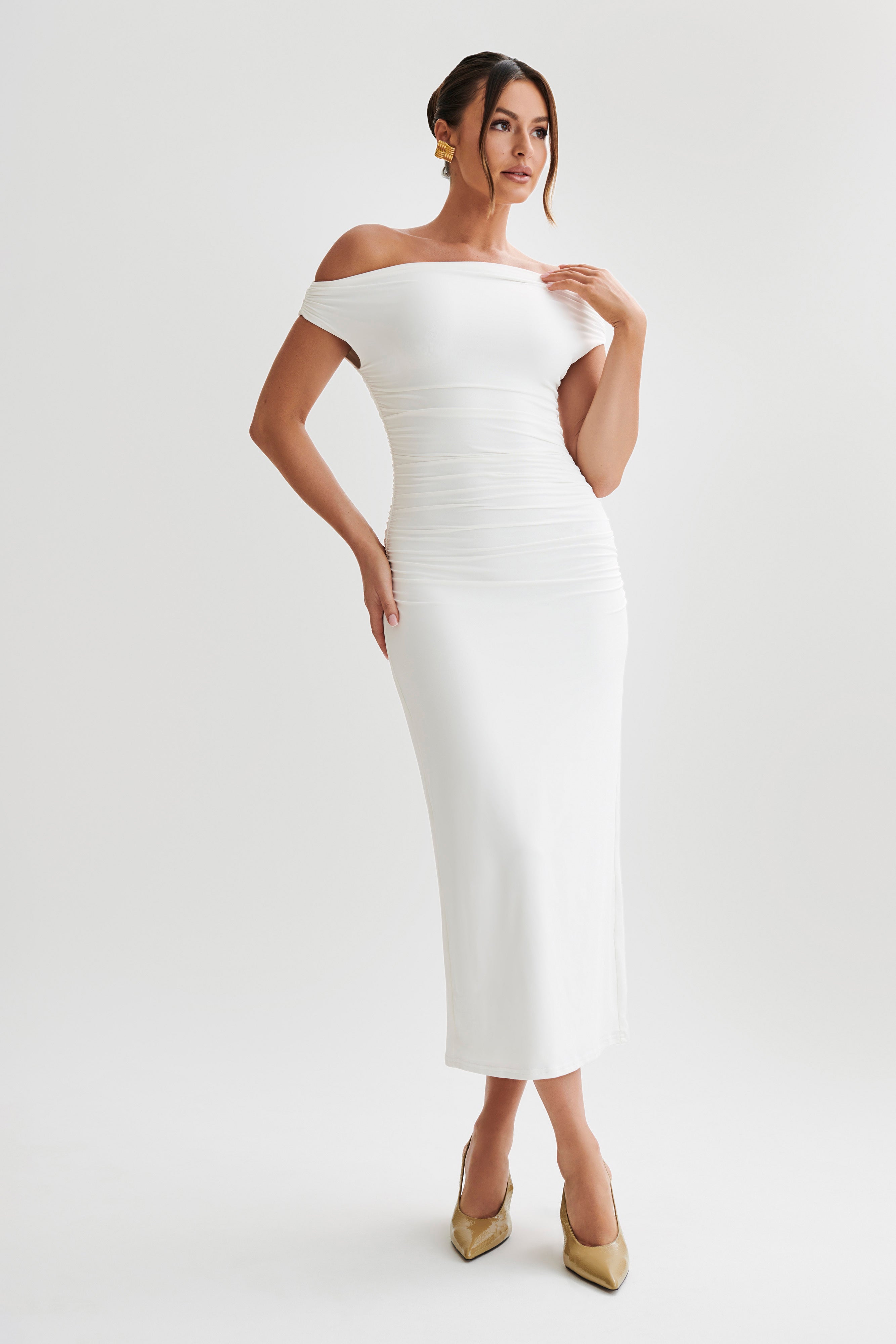 Alayna Recycled Nylon Midi Dress - White-My Chic Way.All Rights Reserved