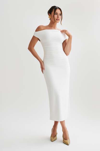 Alayna Recycled Nylon Midi Dress - White-My Chic Way.All Rights Reserved