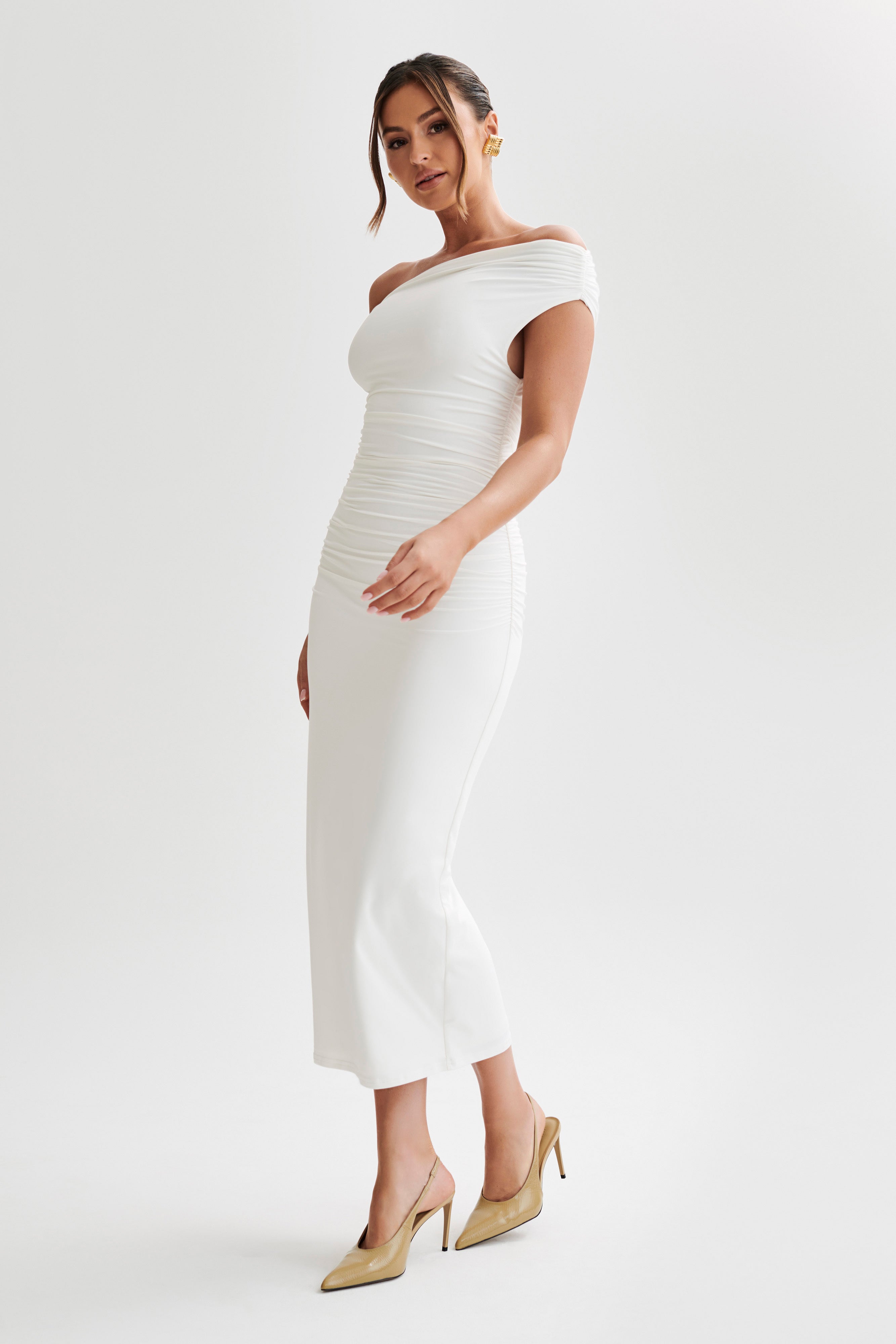 Alayna Recycled Nylon Midi Dress - White-My Chic Way.All Rights Reserved