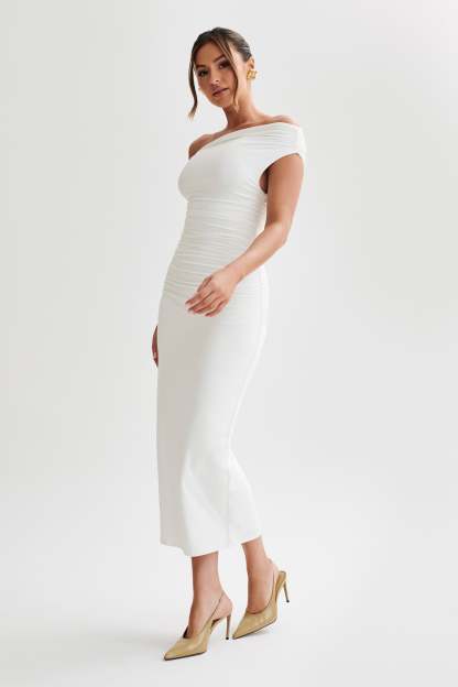 Alayna Recycled Nylon Midi Dress - White-My Chic Way.All Rights Reserved