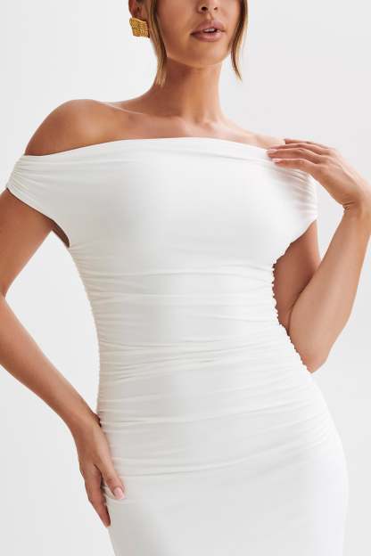 Alayna Recycled Nylon Midi Dress - White-My Chic Way.All Rights Reserved
