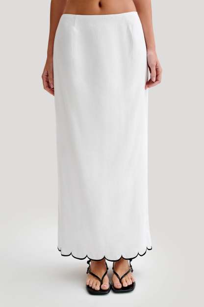 Alessio Scalloped Midi Skirt - Ivory-My Chic Way.All Rights Reserved
