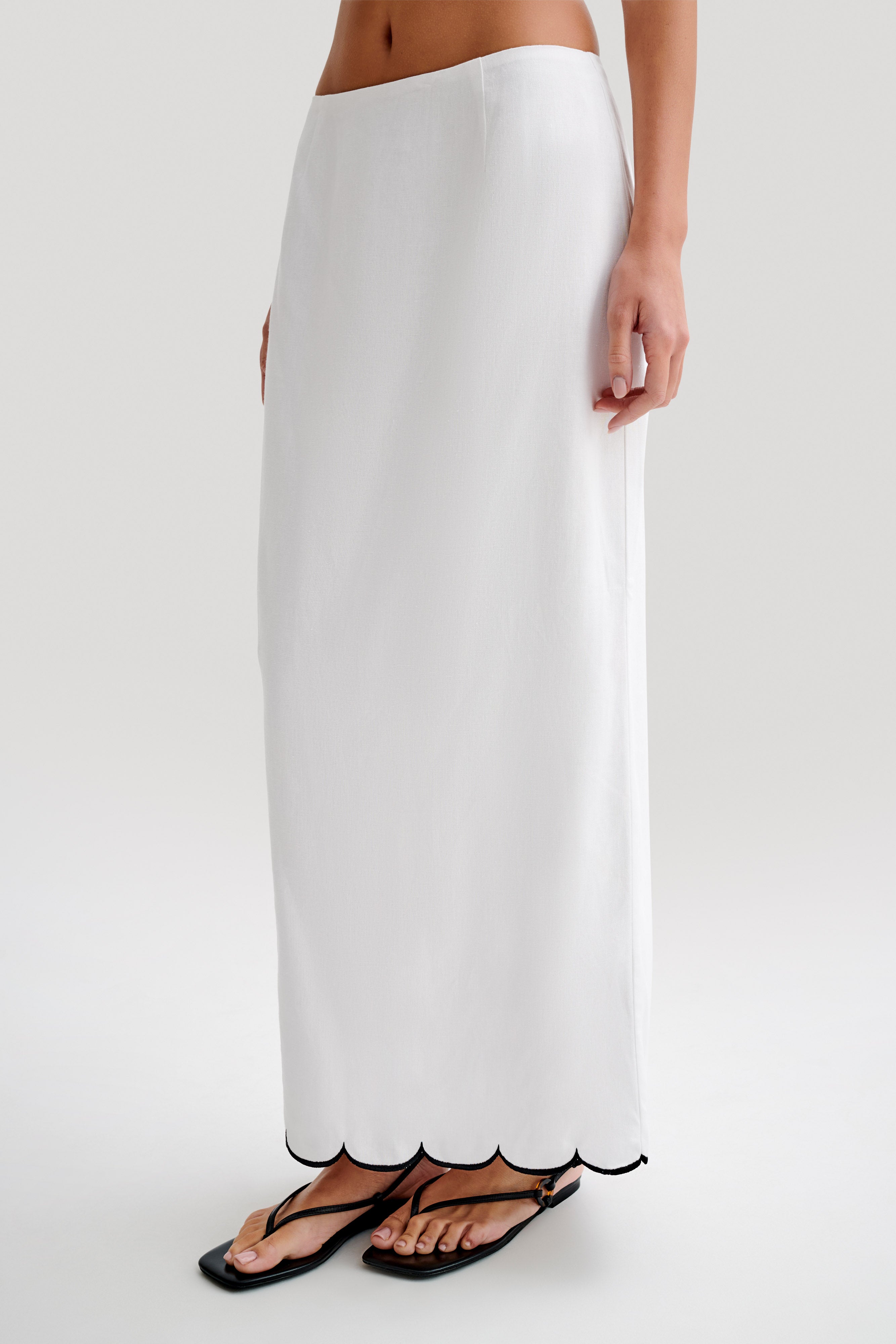 Alessio Scalloped Midi Skirt - Ivory-My Chic Way.All Rights Reserved