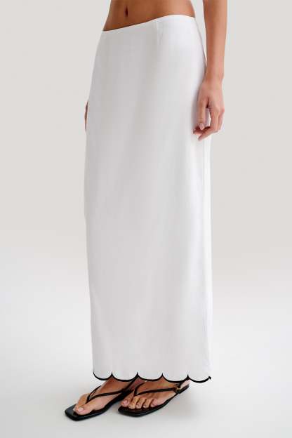 Alessio Scalloped Midi Skirt - Ivory-My Chic Way.All Rights Reserved