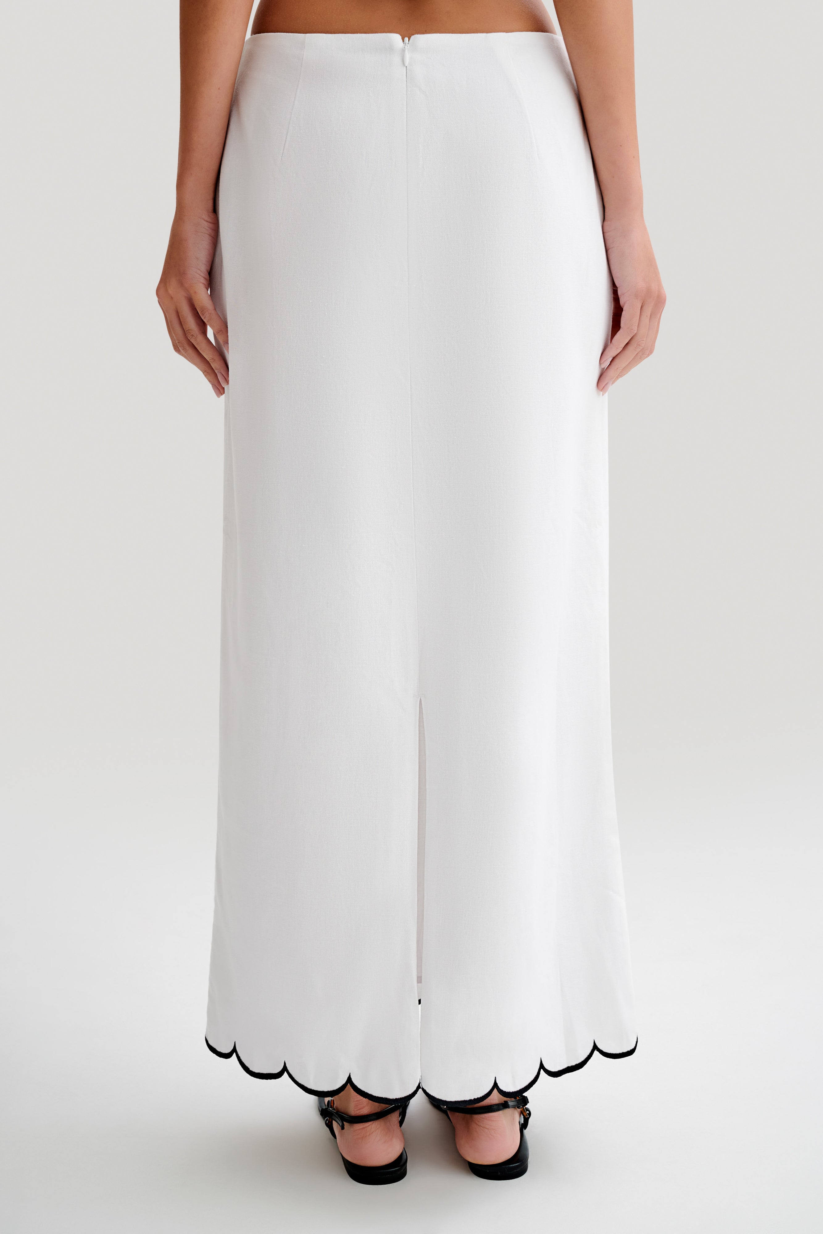 Alessio Scalloped Midi Skirt - Ivory-My Chic Way.All Rights Reserved