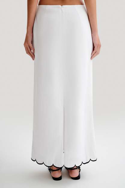 Alessio Scalloped Midi Skirt - Ivory-My Chic Way.All Rights Reserved