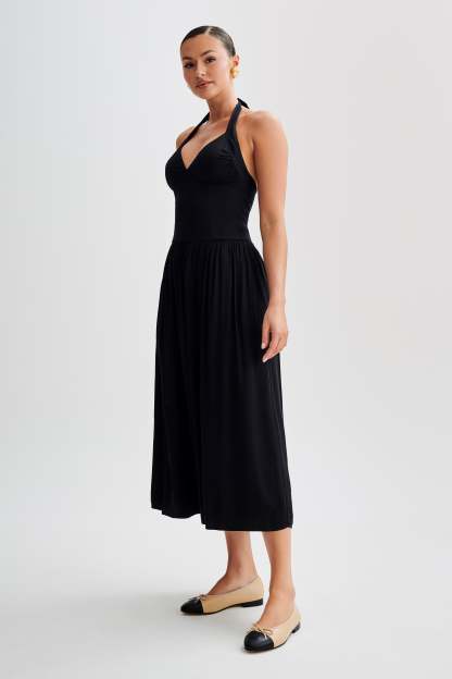Harriette Halter Midi Dress - Black-My Chic Way.All Rights Reserved